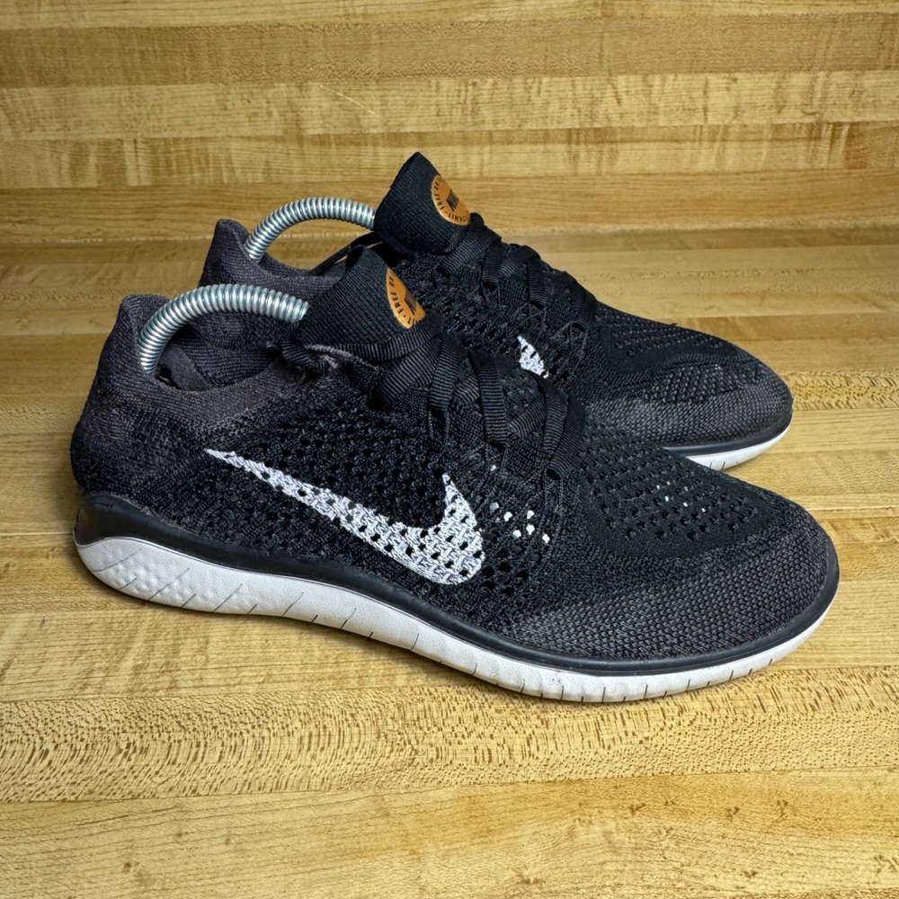 Nike Free RN Flyknit 2018 Black White Running Shoes 942839-005 Womens 7